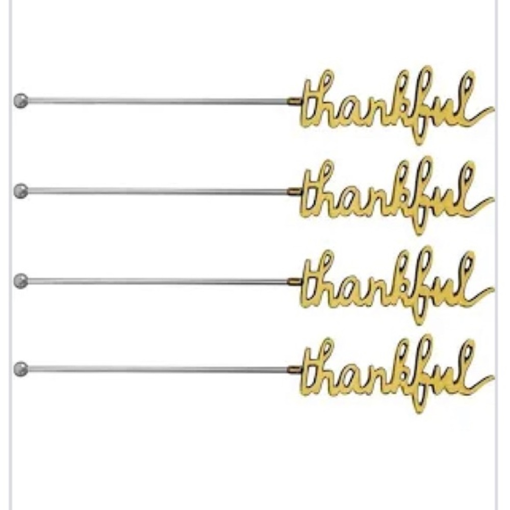 💛NWT Sentiments Collection “Thankful” Set of 4 Stirrers